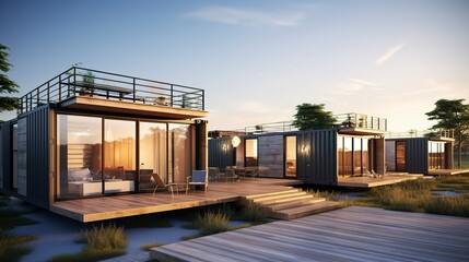 A photo of Minimal Container Homes in Soft Natural light