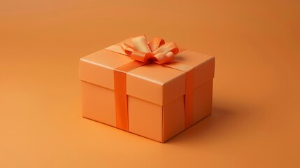 Orange gift box with a bow on top