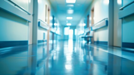 A hospital hallway captured in a blurred state