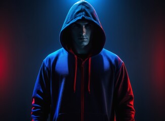 Mystery figure in a hoodie on a dark background