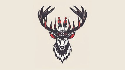 a logo of an elk with a headdress