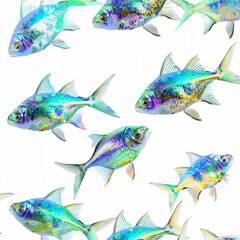 Fototapeta premium colorful fish, iridescent fish, underwater scene, 