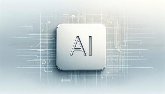 AI letters, word, symbol written on technology themed background