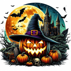 Halloween jack o lanterns on various creepy background