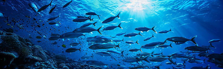 Obraz premium colorful fish, iridescent fish, underwater scene, 