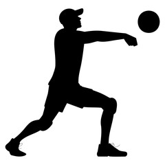 Silhouette of a Volleyball player in action. Vector illustration