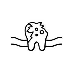 cavity tooth icon. outline icon