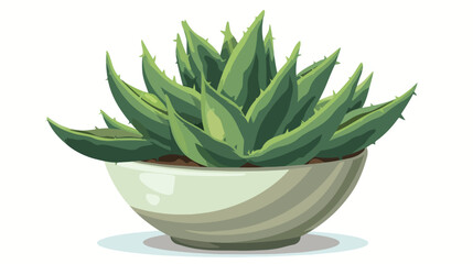 Green houseplant cartoon icon. Exotic succulent pot C
