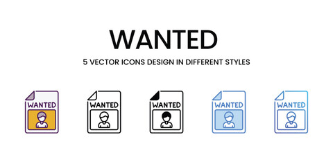 Wanted  Icons different style vector stock illustration