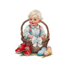 little boy with easter eggs