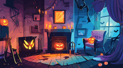 Halloween interior. Magic house party celebration ind
