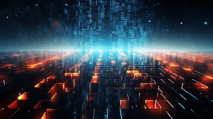 Vibrant abstract digital technology background with glowing circuitry patterns - futuristic conceptual design for modern innovations and connectivity.

