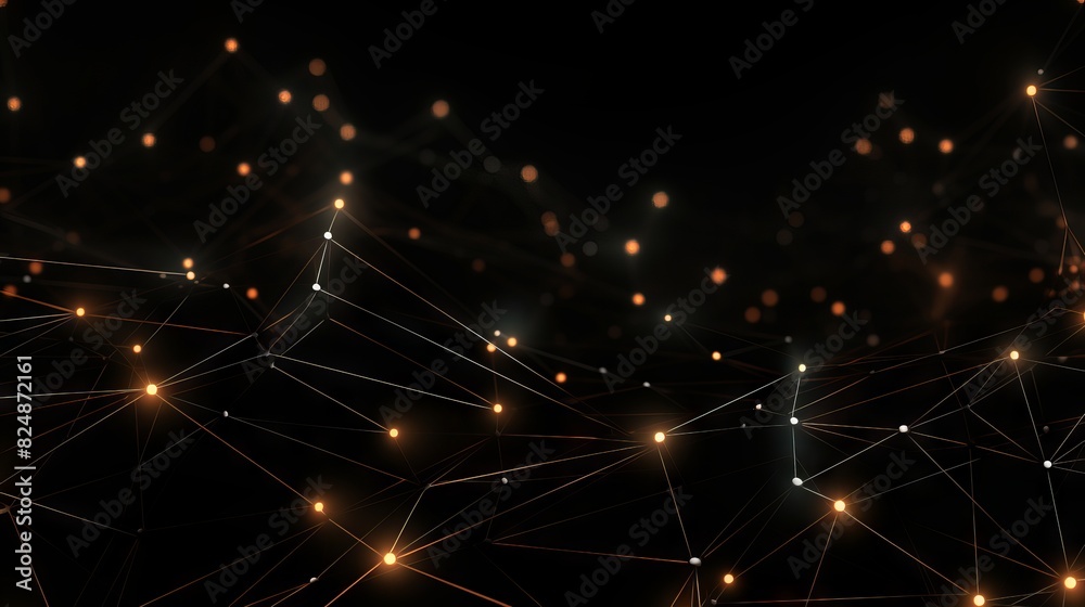 Wall mural Dynamic 3d vector illustration: abstract digital background of glowing points and lines, representing big data, networks, and technology connectivity.


