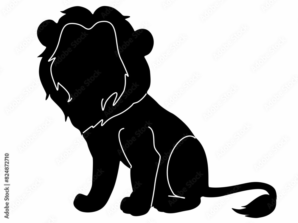 Wall mural lion silhouette vector isolated on white background, logo icon