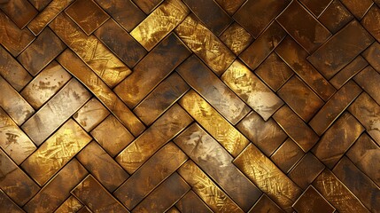 Elegant Gold Foil Herringbone Pattern Exuding Opulence and Sophistication Seamless Pattern