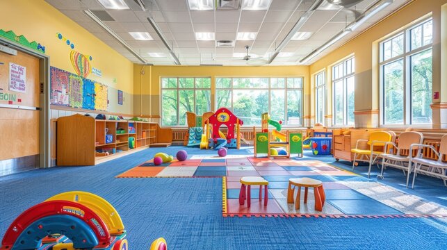 empty classroom of a daycare center without children and teacher