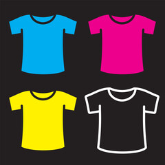 t-shirt simple icon colorful set, vector illustration 