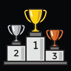 winners podium, trophy cup simple icon, vector illustration 