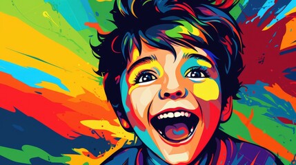 happy little boy colorful illustration