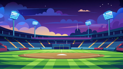 Empty Baseball Stadium at Twilight: A Calm Before the Game