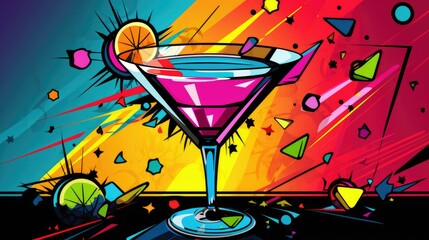 fresh tasty colorful cocktail illustration