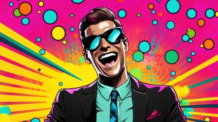 successful happy businessman colorful illustration