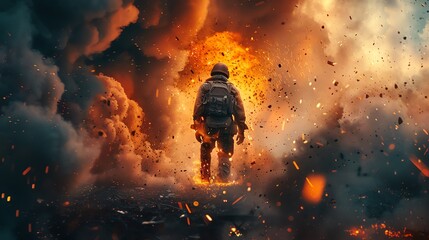 Heroic bomb disposal officer neutralizing a powerful explosive, actionpacked scene, sparks flying, hyperrealistic detail