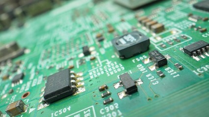 Think of a Printed Circuit Board (PCB) like a puzzle board for gadgets. It has copper pathways that connect the tiny electronic parts together, making our devices work smoothly. Electronic concept.
