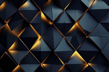 opulent dark blue background with golden illuminated triangular pattern luxurious abstract design