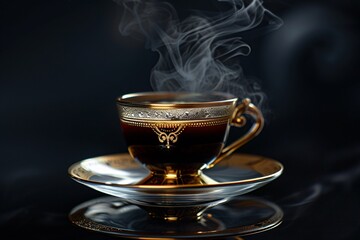 a cup of coffee with steam coming out of it - Powered by Adobe