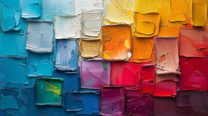 A colorful painting with a lot of different colors and shapes