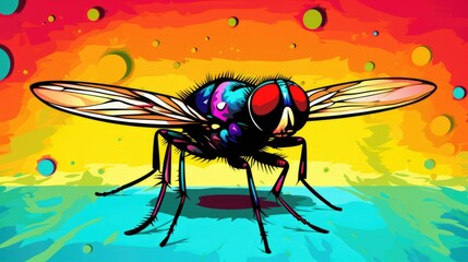 fly insect colorful illustration cartoon