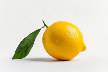 a lemon with a leaf on it