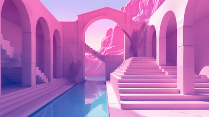 3D Architectural Background Illustration for game