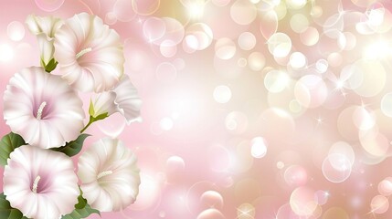   Close-up of pink flowers on white background with bokeh of lights