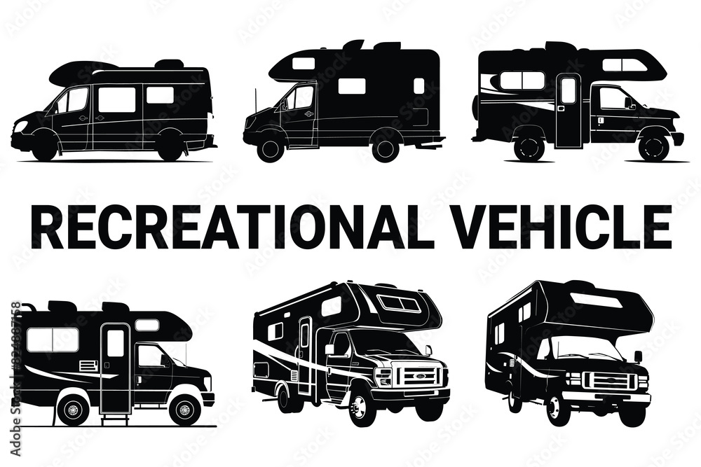 Wall mural recreational vehicle graphic silhouette vector