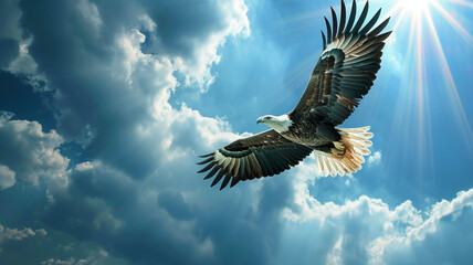 Obraz premium A eagle soaring high in the sky