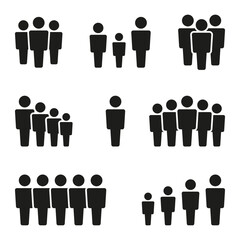 Team icon set. Community icon set. Silhouette symbol. Vector illustration.