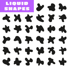 Liquid shadows random shapes. Liquid irregular blob shape set. Vector illustration.