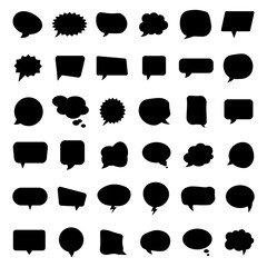 Speech bubble icon set. Silhouette style. Vector illustration.