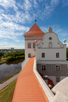 Old castle on the banks of the Neman River in the city of Grodno, Belarus