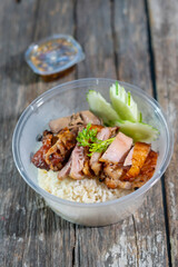 A steamed rice topped with chicken ( Khao Mun Gai ) Thai food