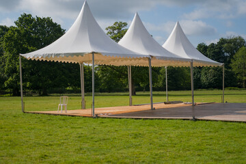 Marquees and gazebos at Petworth Park, West Sussex 