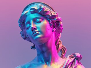 Classic Statue with Vaporwave Aesthetic