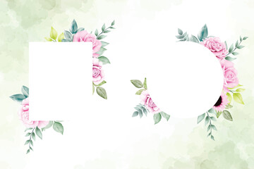 watercolor floral frames template design collection
