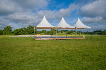 Marquees and gazebos at Petworth Park, West Sussex 