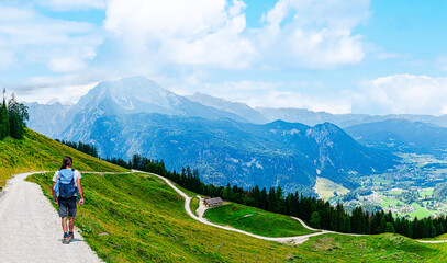 Travel destination high mountain national park Berchtesgaden. Landscape Scenery. Mountain Jenner,...