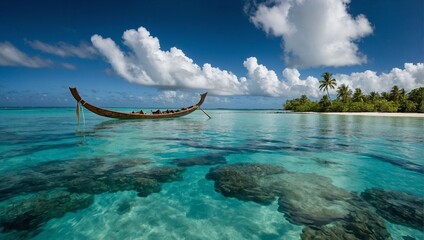 Obraz premium serene scene of a traditional Polynesian