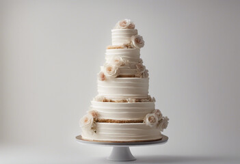 wedding cake, isolated white background. 