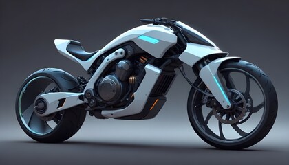 "Produce a series of bigbike futuristic vehicle designs powered by advanced AI technology."